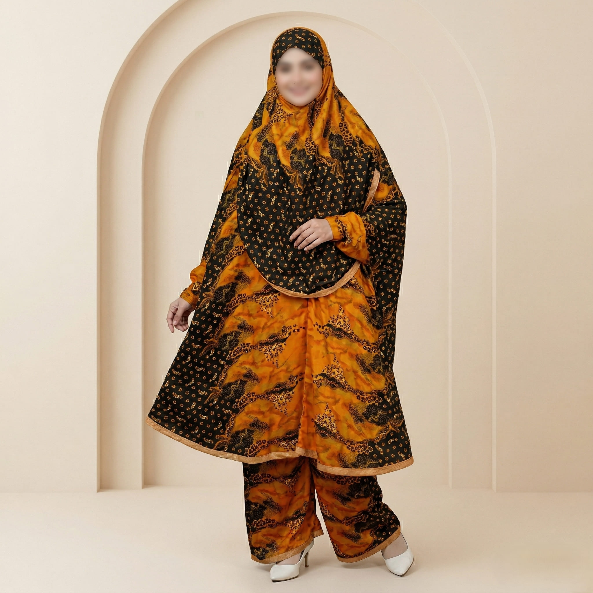 Elegant Palazzo long Khimar Set Code : 12659